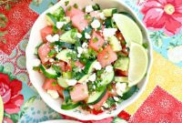 First Cookout with Watermelon Jalapeno Feta Salad