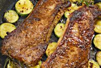 Sizzling Garlic Butter Steak with Roasted Zucchini