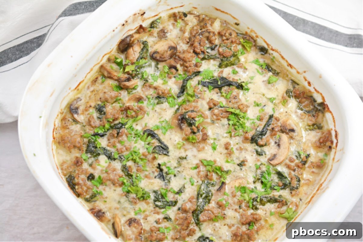 Ultimate Cheesy Keto Beef, Spinach & Mushroom Feast 1 featured 28902