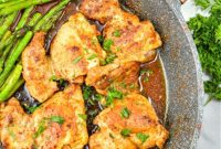 Savory Garlic Butter Keto Chicken Thighs with Asparagus