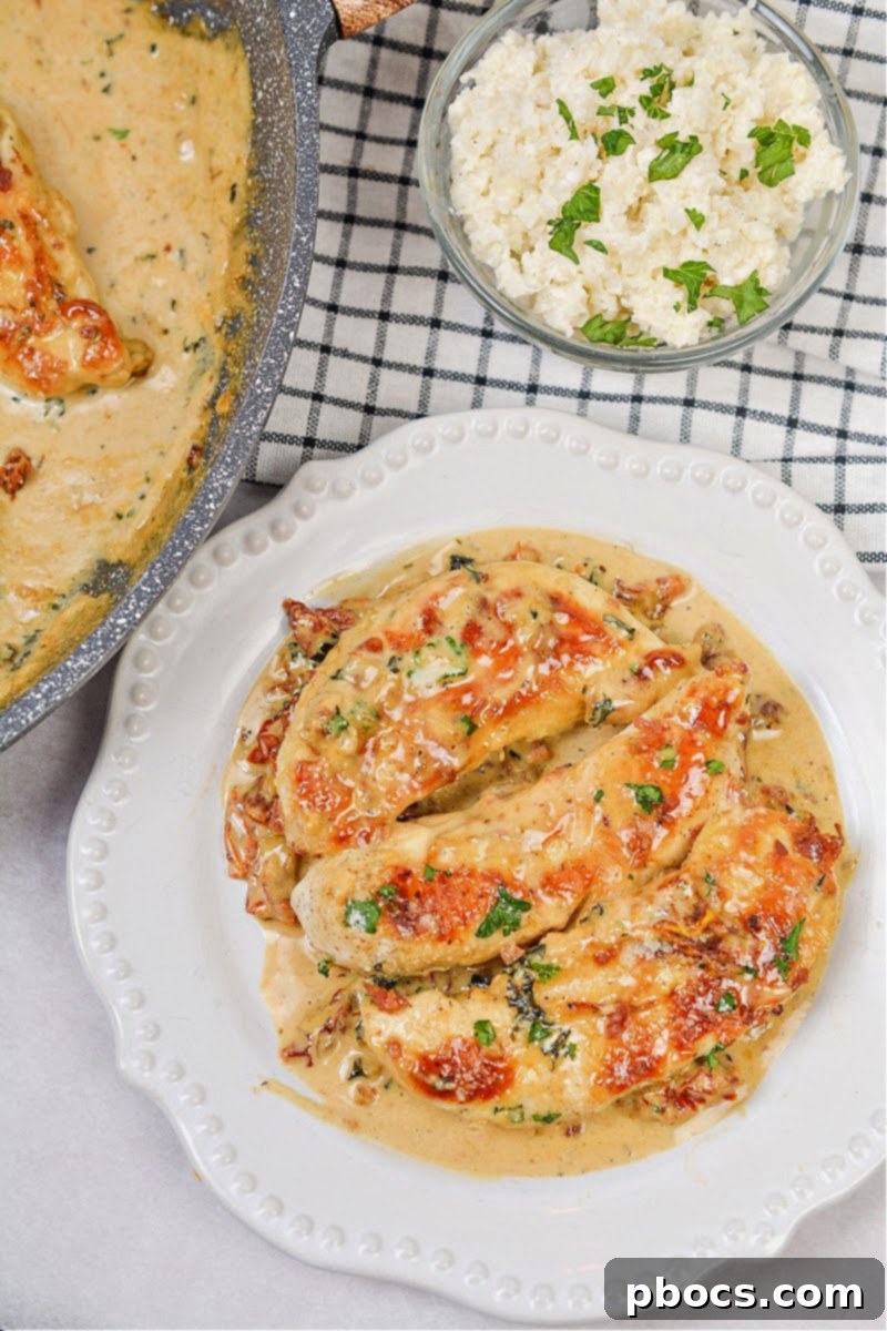 Creamy Tomato Basil Keto Chicken Skillet 1 featured 41918