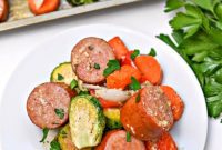 Low Carb Honey Garlic Sausage and Veggies One Pan Dinner
