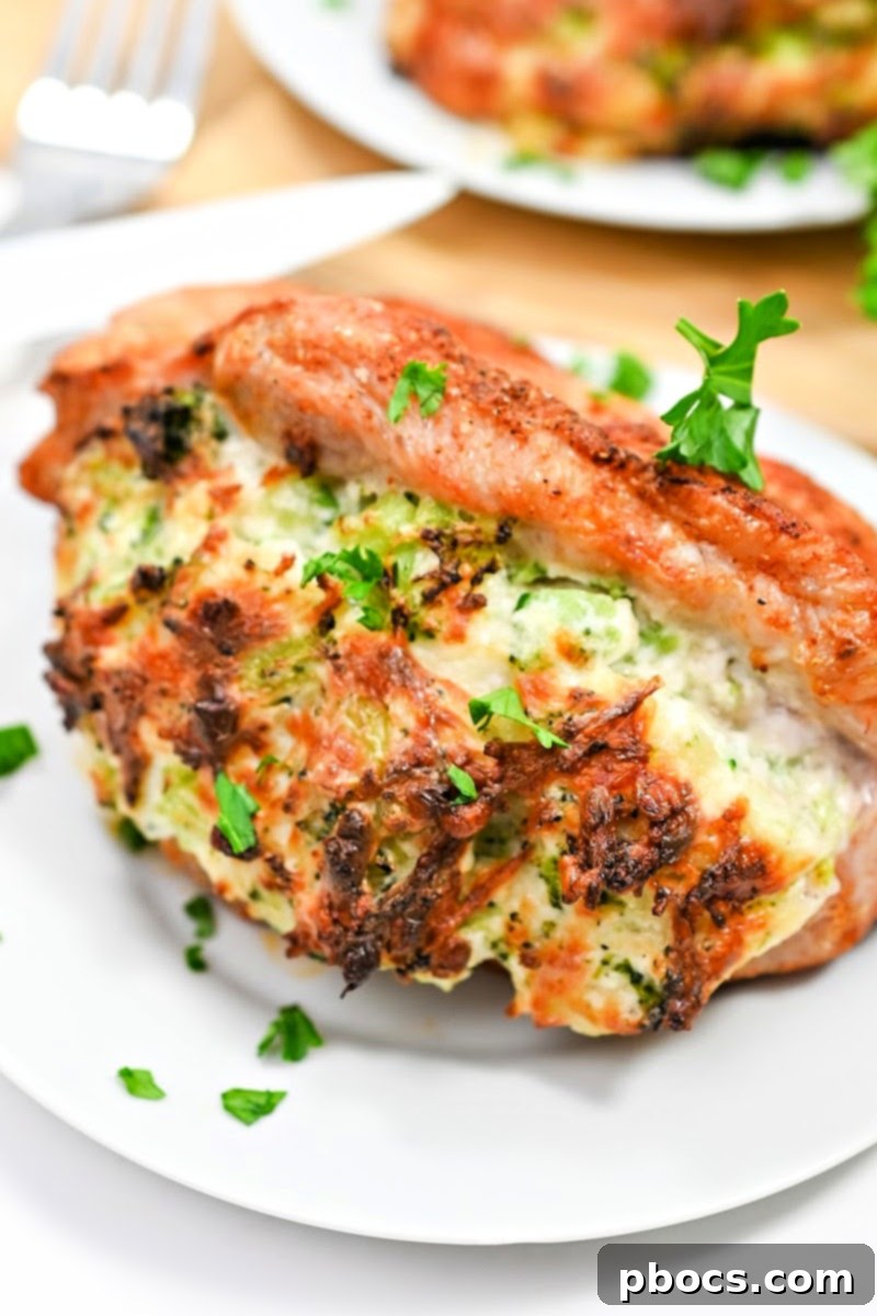 Keto Stuffed Pork Chops with Cheesy Broccoli 1 featured 54493