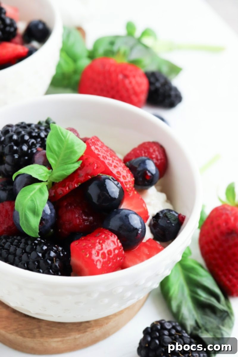 Low Carb Basil Infused Berries and Creamy Cottage Cheese 1 featured 56652