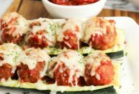 Keto Meatball Zucchini Boats