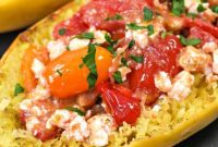 Low Carb Feta Tomato Spaghetti Squash Bake