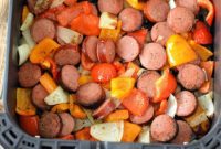 Crispy Air Fryer Low Carb Chicken Sausage and Peppers