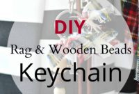 Handmade Fabric and Wood Bead Keychain