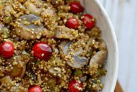 Sweet and Savory Cranberry Mushroom Quinoa Stuffing