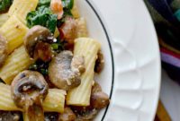Creamy Cajun Mushroom and Spinach Rigatoni