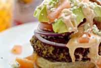 Bold Blue Cheese and Creamy Avocado Quinoa Burger