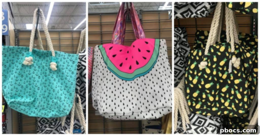 Themed summer beach tote bag from Walmart, perfect for essentials, under $20
