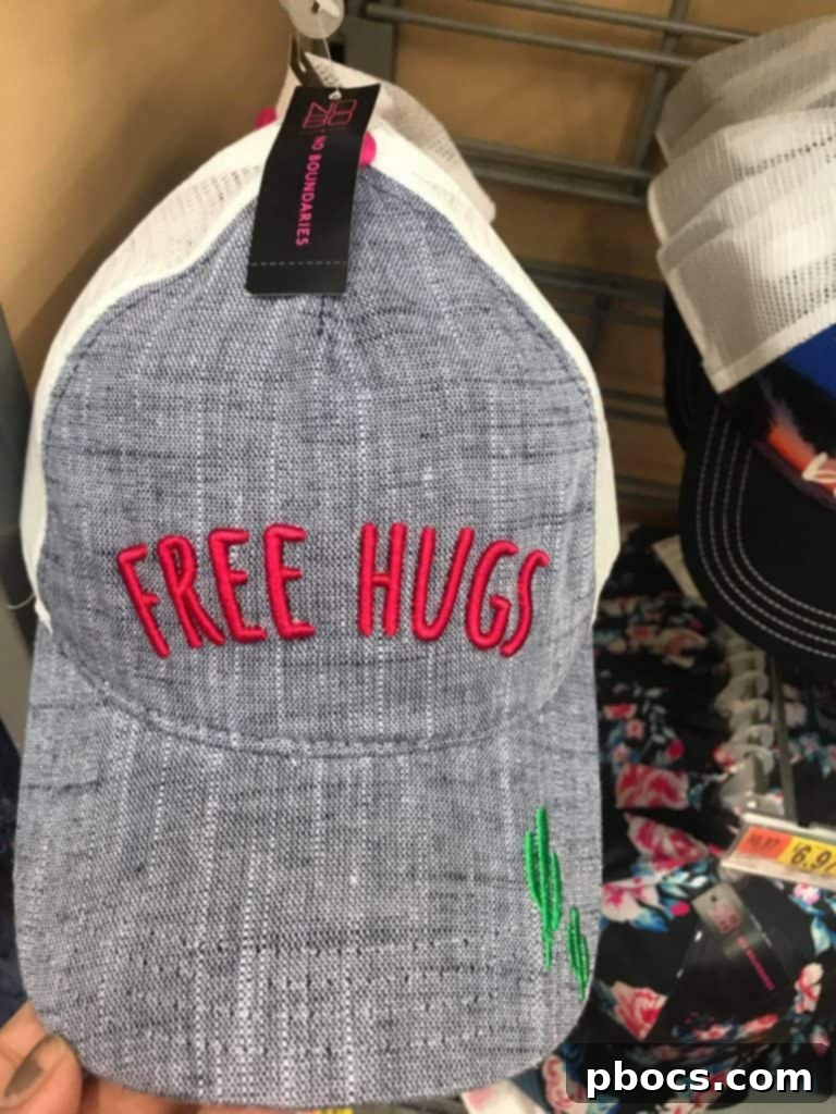 Cute baseball cap from Walmart, perfect for frizzy hair days or sun protection, under $20