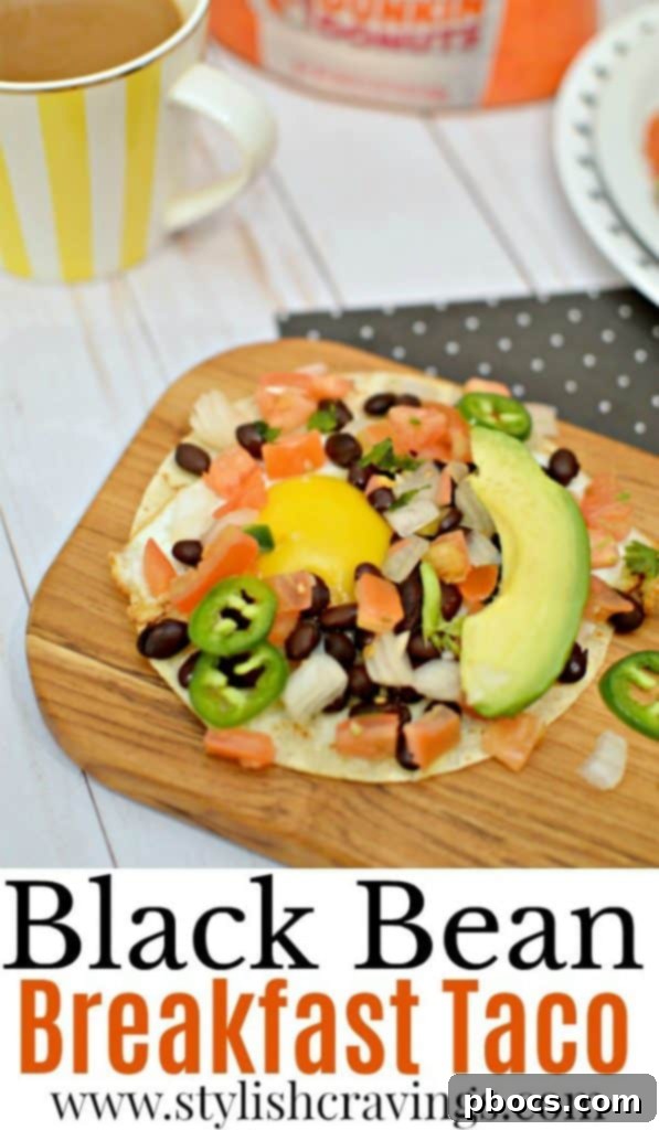 Delicious Black Bean Breakfast Taco, ideal for any morning meal! This Black Bean Breakfast Taco is perfect for breakfast or brunch!