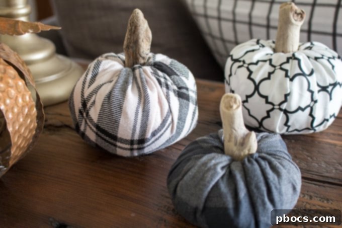 Rustic No-Sew Fabric Pumpkins for Fall Decor