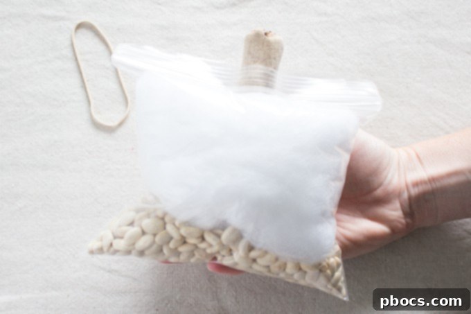 Securing Driftwood Stem in Plastic Bag