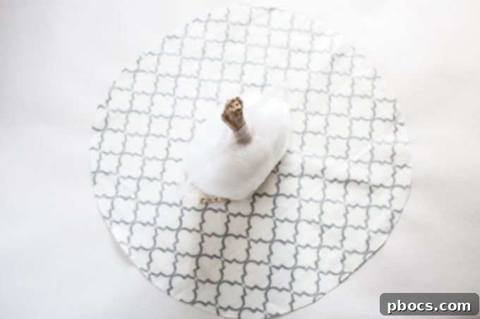 Centering Filled Bag on Fabric Circle