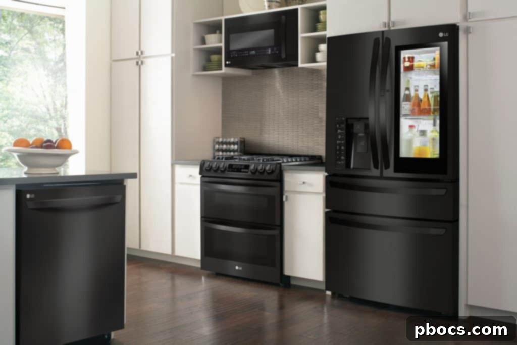 Sleek Stylish LG Matte Black Kitchen 3 LG Smart Kitchen Appliances in Matte Black Finish