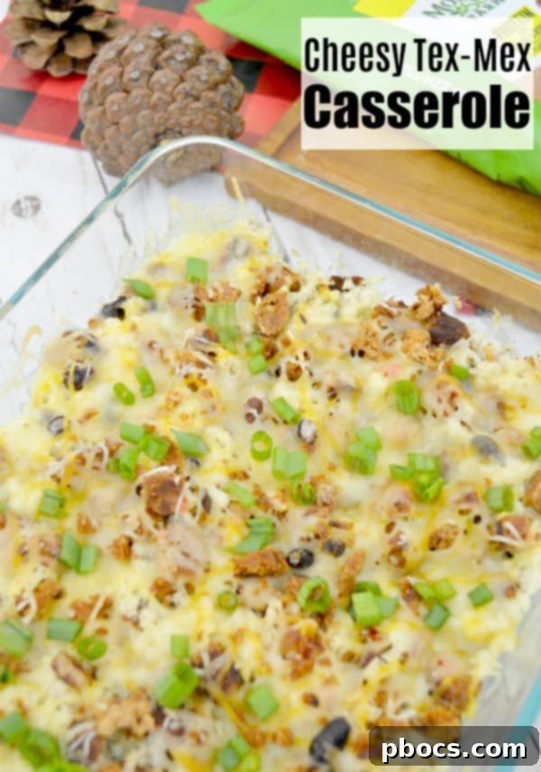 Gooey Tex-Mex Fiesta Bake 2 Cheesy Tex Mex Casserole featuring MorningStar Farms Tex-Mex Burgers