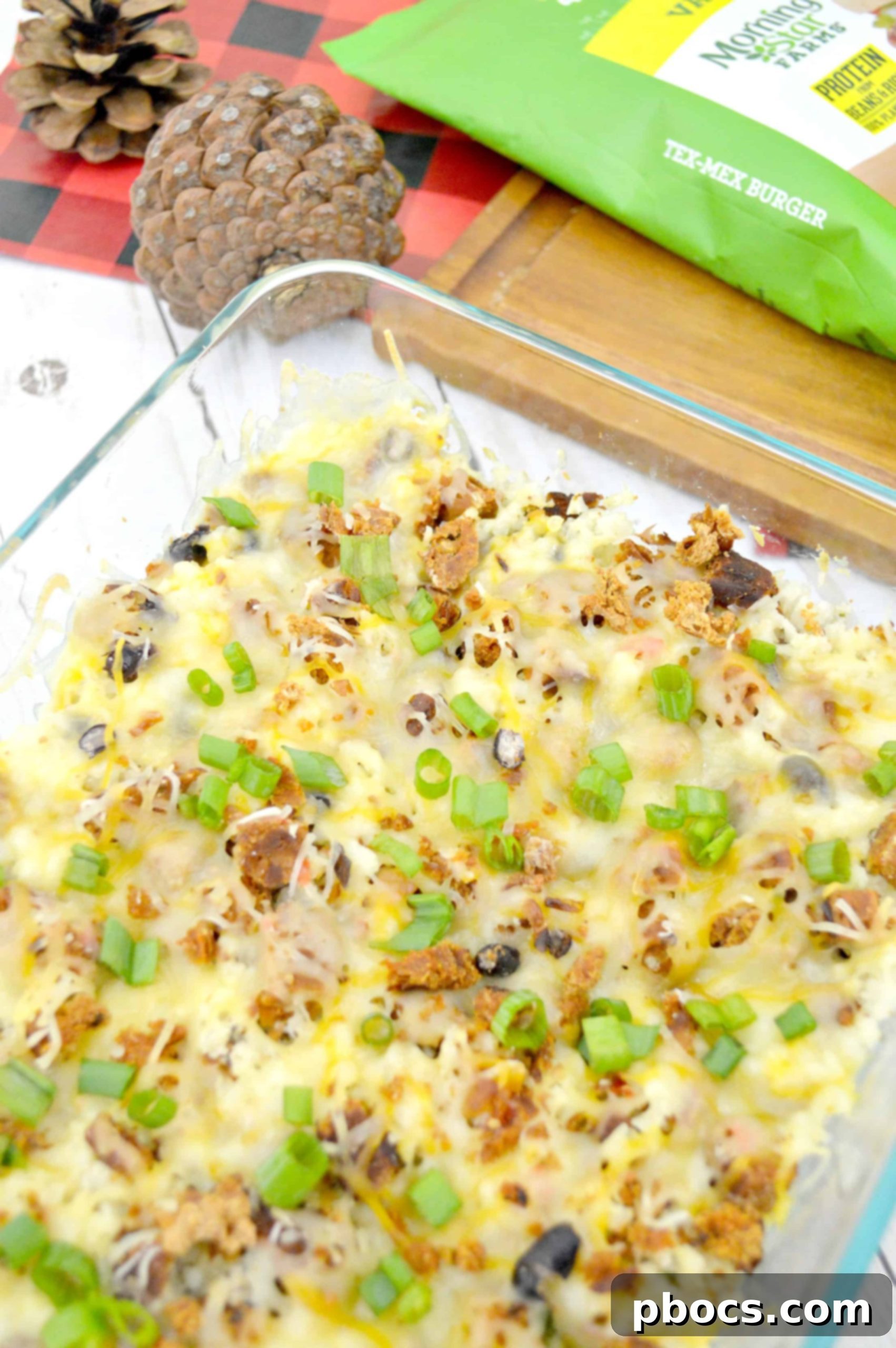 Gooey Tex-Mex Fiesta Bake 9 Cheesy Tex Mex Casserole garnished with green onions