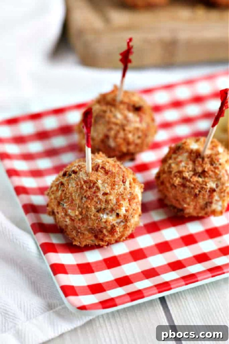 Delicious Bacon Cheese Ball Bites on a serving platter