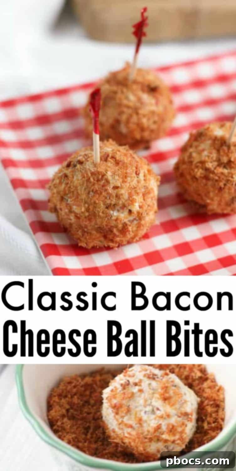 Pinterest graphic for Bacon Cheese Ball Bites recipe