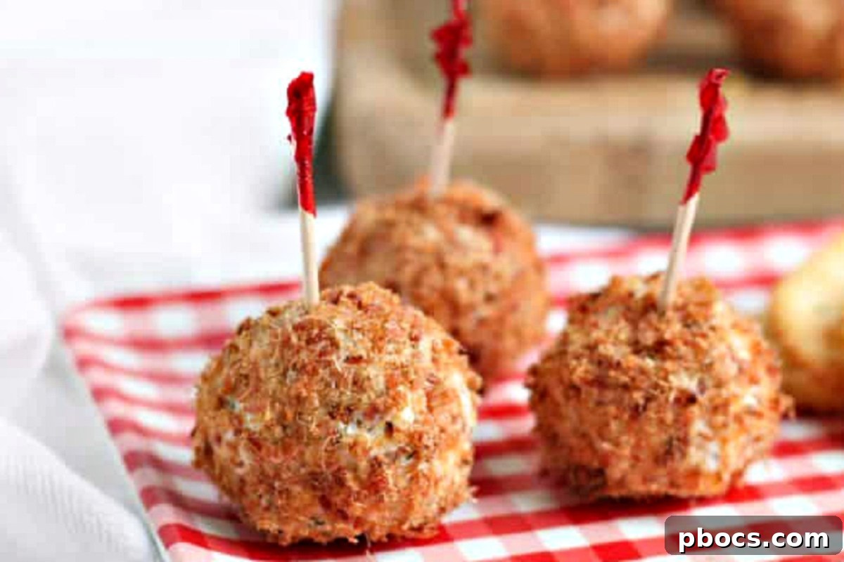 A festive platter of Bacon Cheese Ball Bites ready for serving