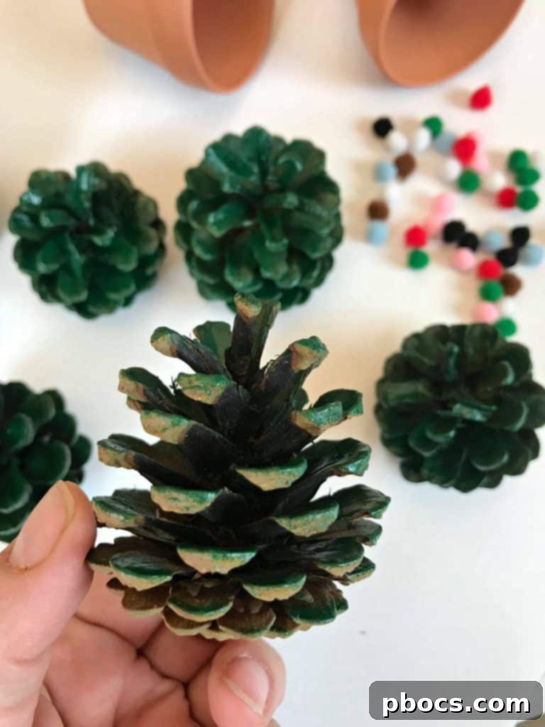 Painted Pinecone Christmas Trees