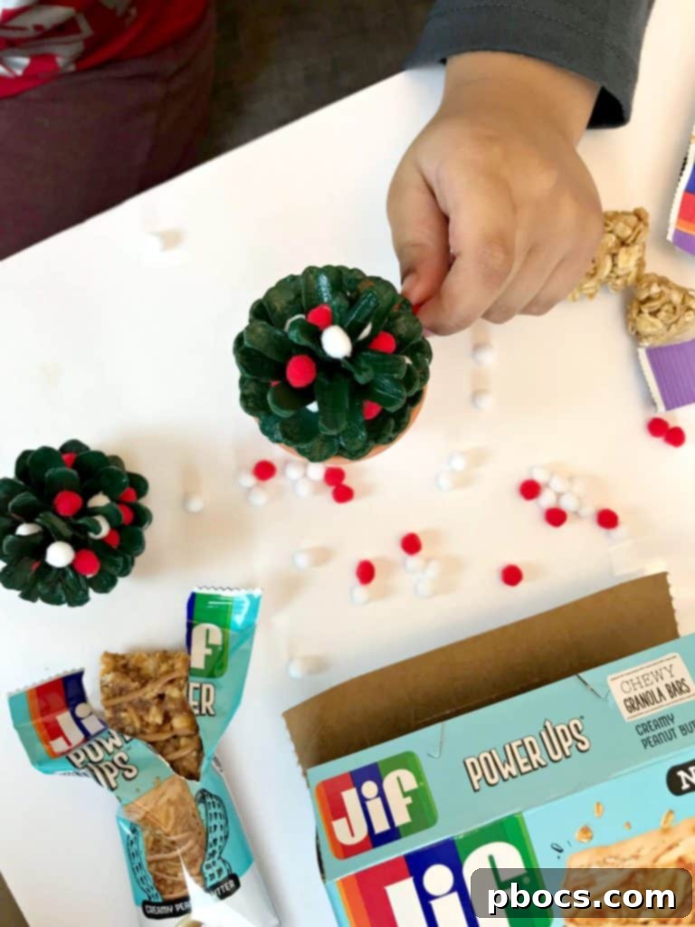 Kids Decorating Pinecone Christmas Trees
