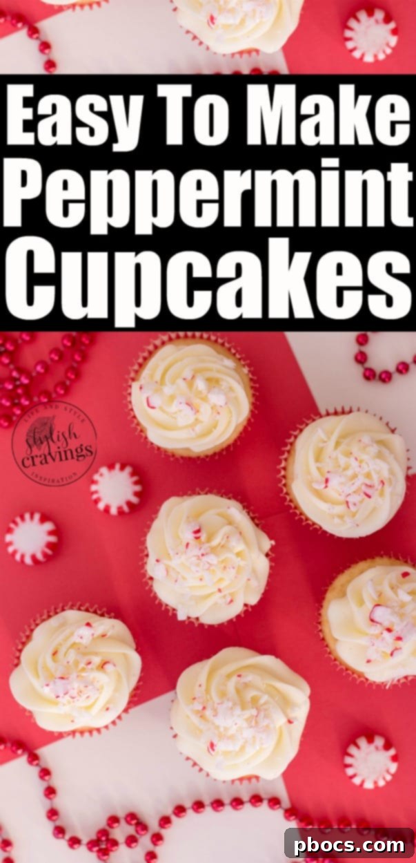 Effortless Peppermint Delights 9 Pinterest Graphic: Easy Peppermint Cupcakes with Candy Cane Topping