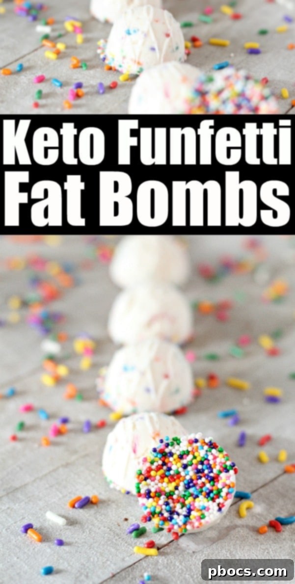 Keto Confetti Bliss Bites 8 Keto Funfetti Fat Bombs - Pin for Later
