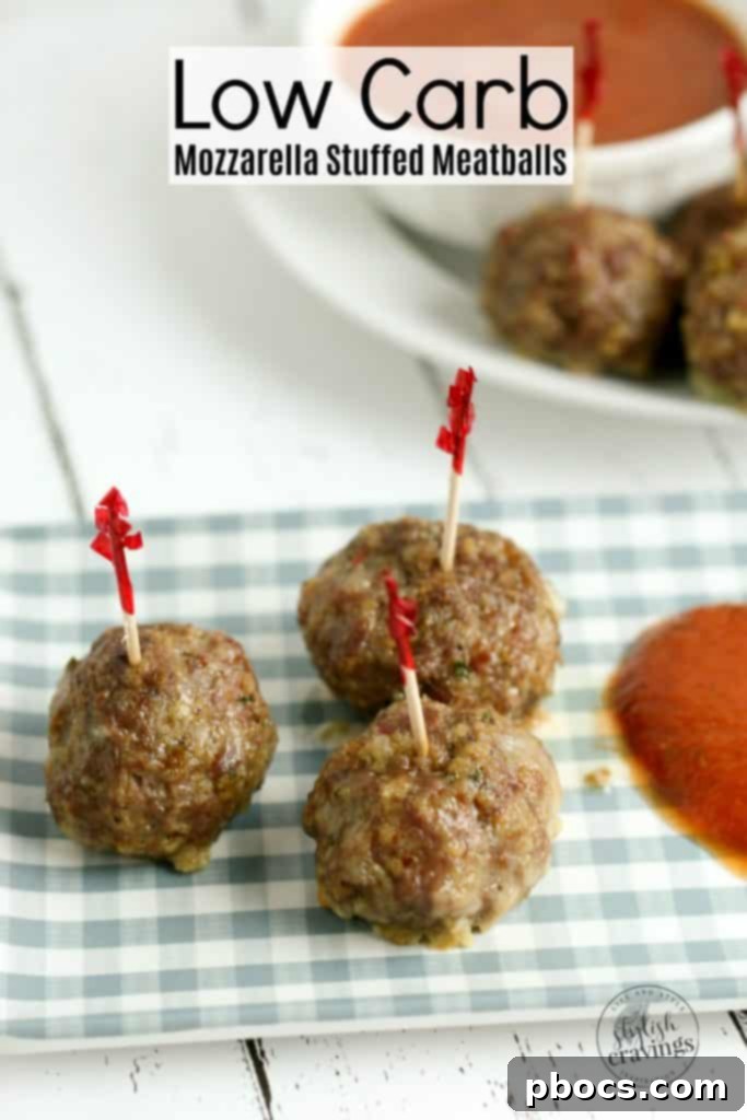 Low Carb Mozzarella Stuffed Meatballs