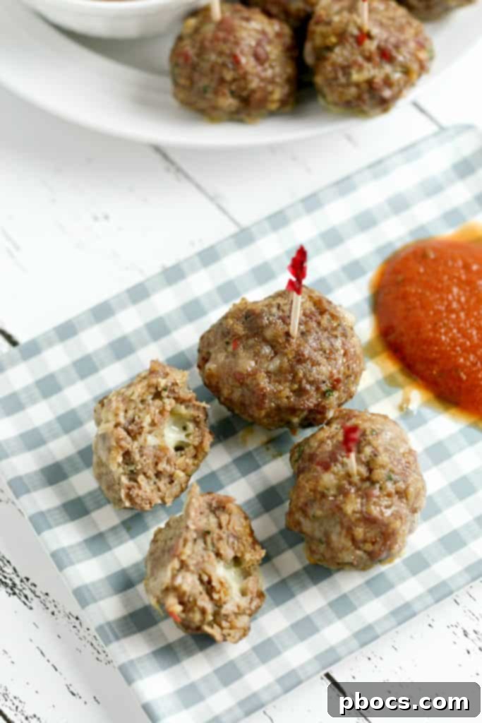 Low Carb Mozzarella Stuffed Meatballs