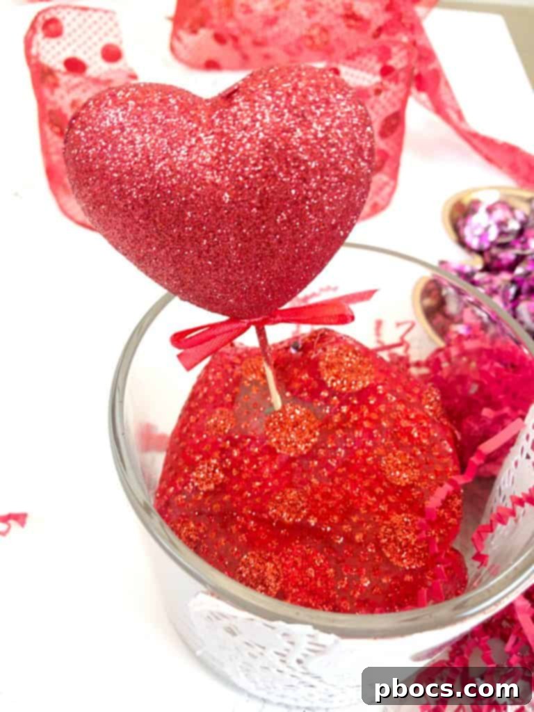 Homemade Valentine's Treat Dish 9 Arranging decorative heart sticks into the fabric-wrapped foam base and filling the vase with festive shredded paper.
