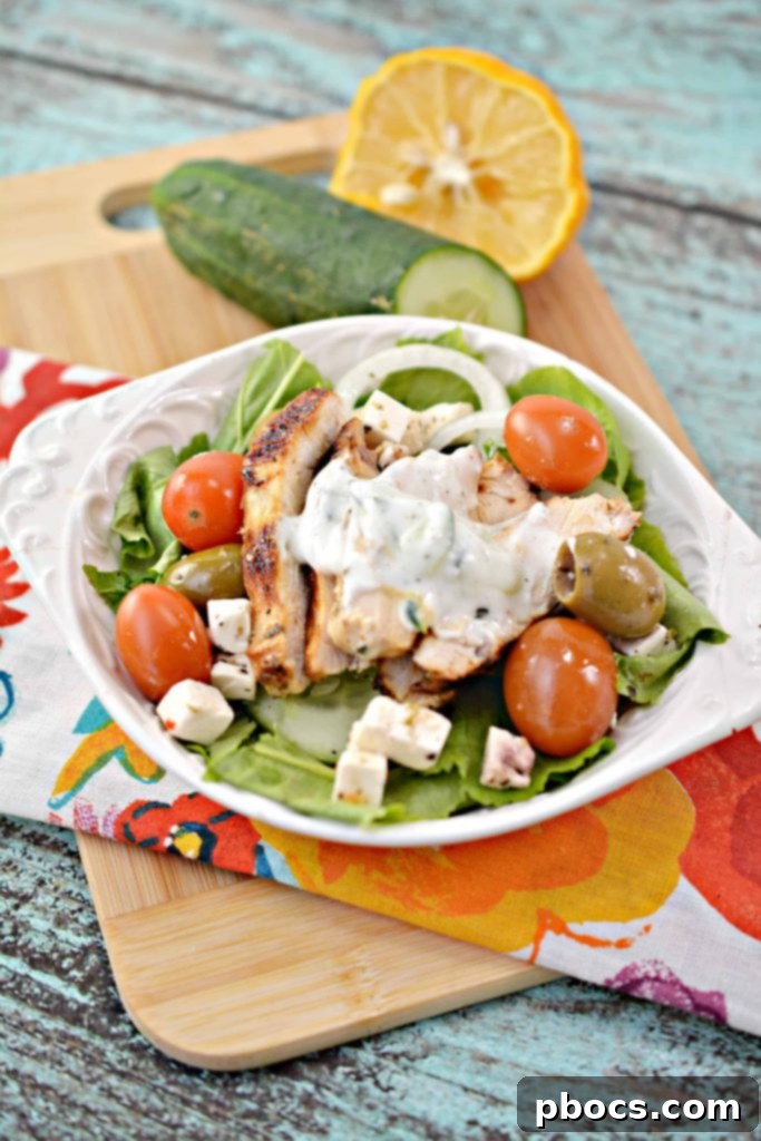 A vibrant Low Carb Greek Chicken Bowl, showcasing grilled chicken, fresh vegetables, and feta cheese, perfect for a healthy meal.
