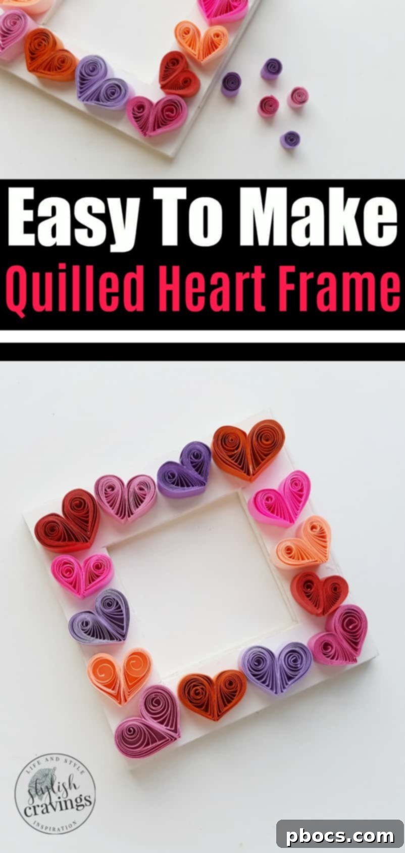 Quilled Heart Frame complete - Final DIY project for Valentine's Day