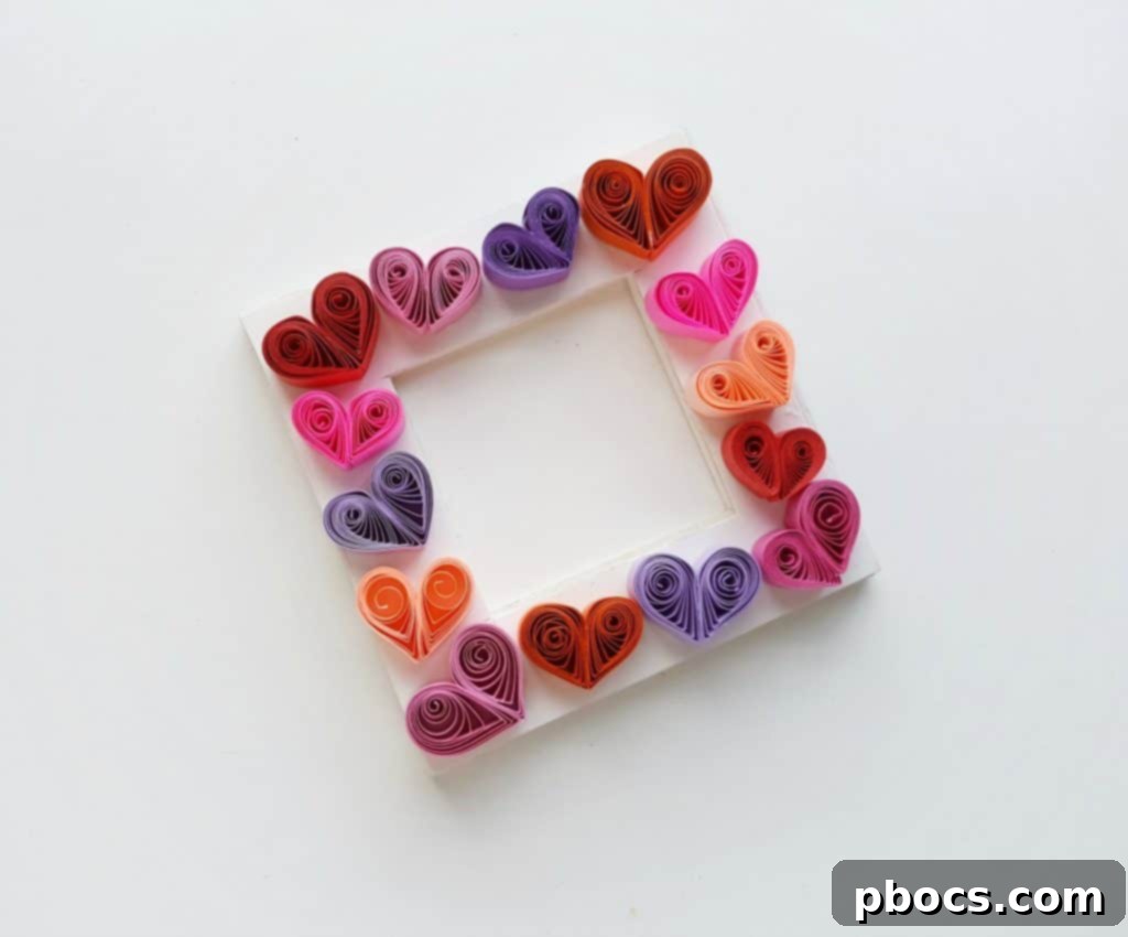 Close-up of a Quilled Heart Frame showcasing intricate paper details