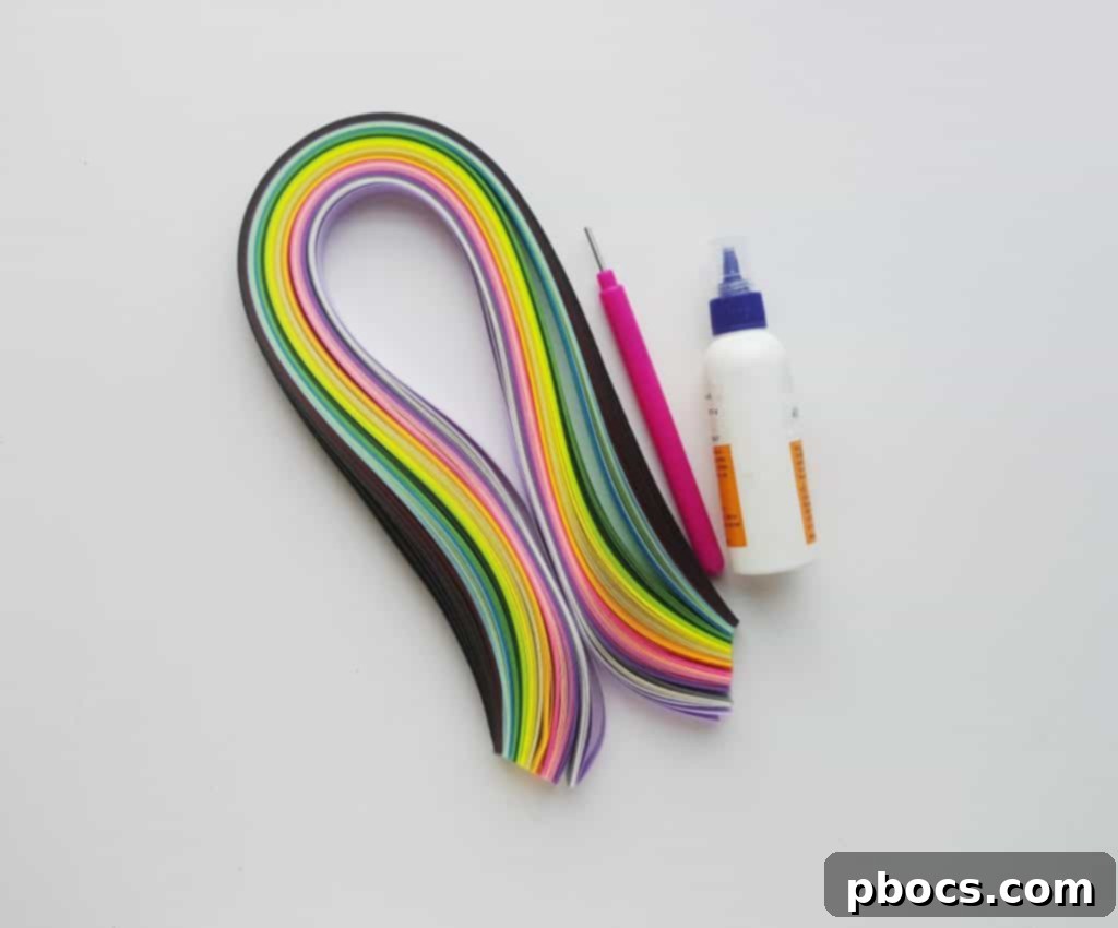 Craft supplies for making a Quilled Heart Photo Frame
