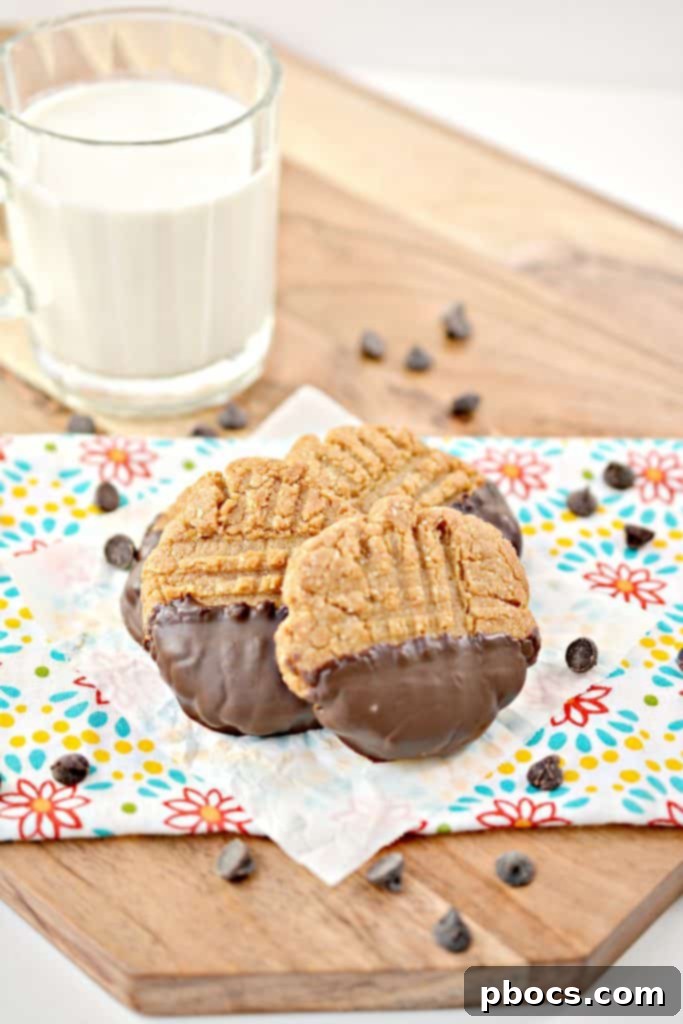 Beautifully arranged Keto Chocolate Dipped Peanut Butter Cookies