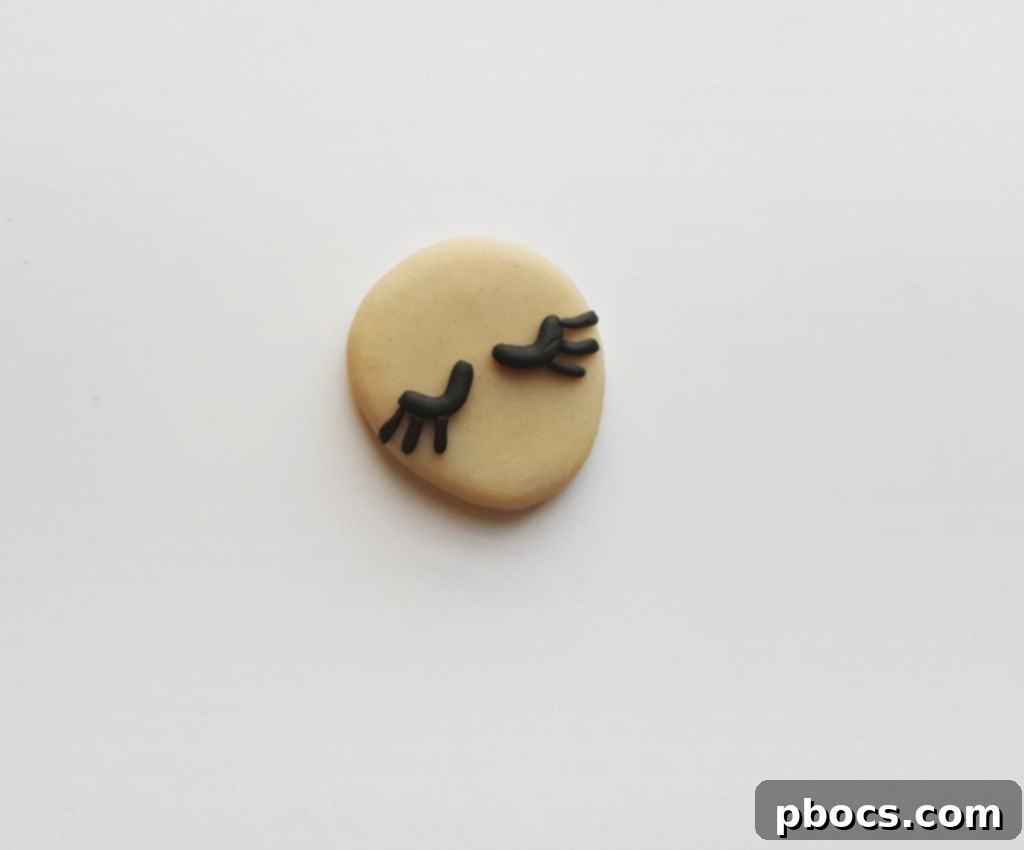 Craft Your Magical Clay Unicorn 16 Attaching Second Unicorn Eye and Eyelashes