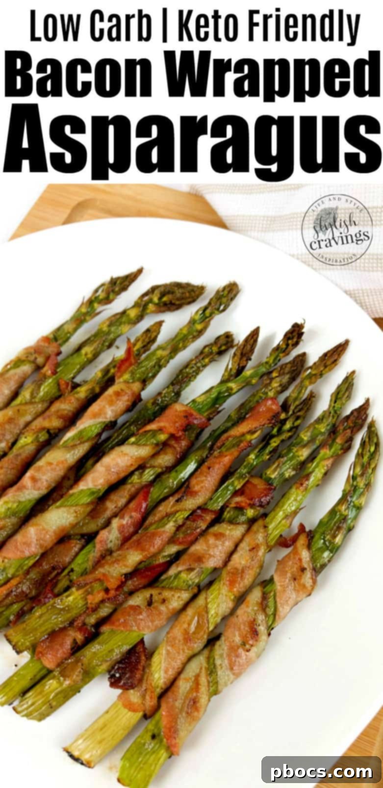 Pinterest graphic for Keto Bacon Wrapped Asparagus