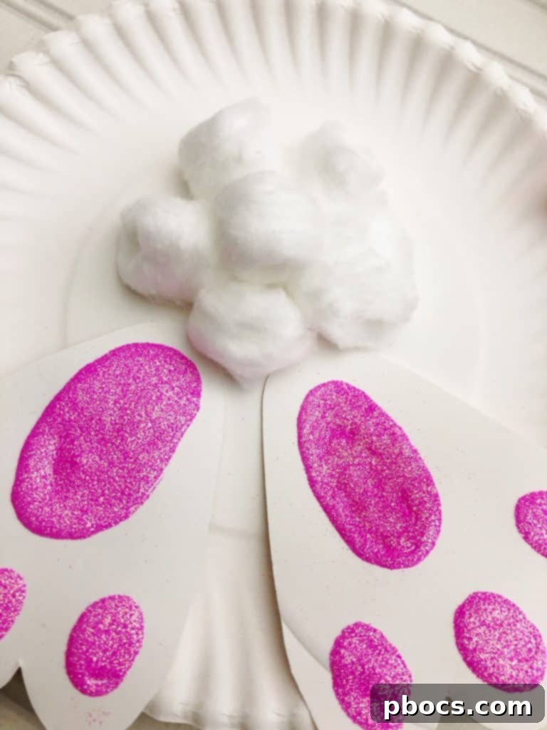 Adorable Paper Plate Bunny Craft 9 Adding Cotton Ball Tail to Paper Plate Bunny