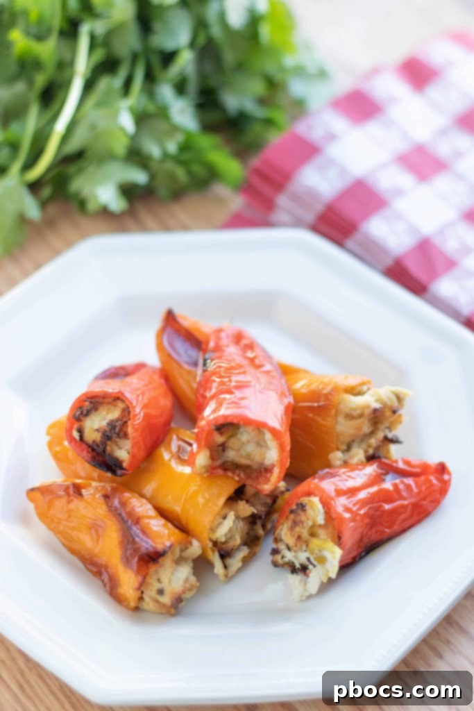 Vibrant Low Carb Stuffed Sweet Peppers on a platter, ready to serve