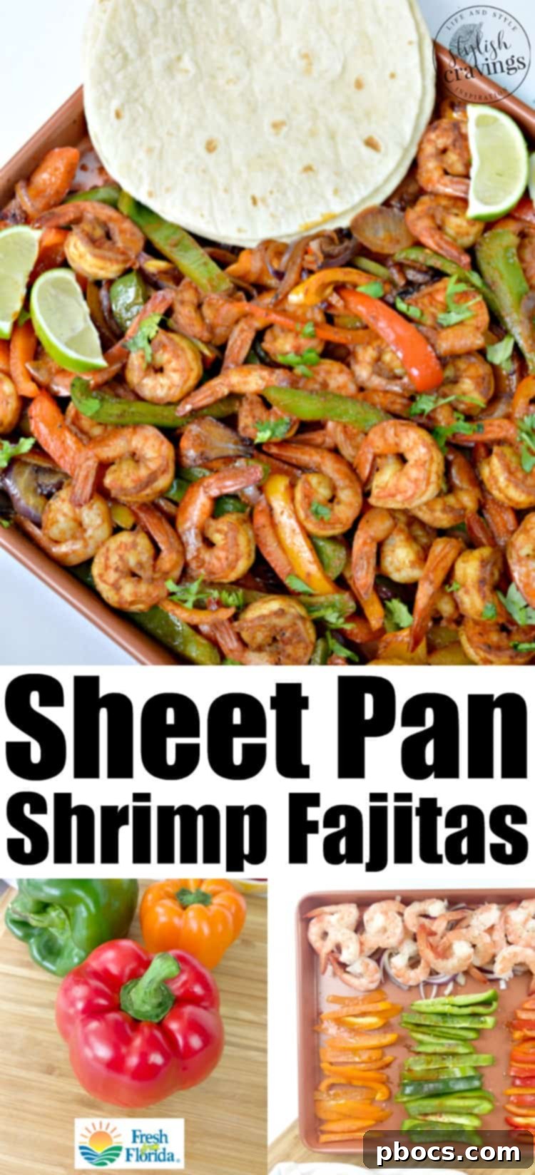 Sizzling Sheet Pan Shrimp Fajitas 9 Sheet Pan Shrimp Fajitas recipe card for Pinterest