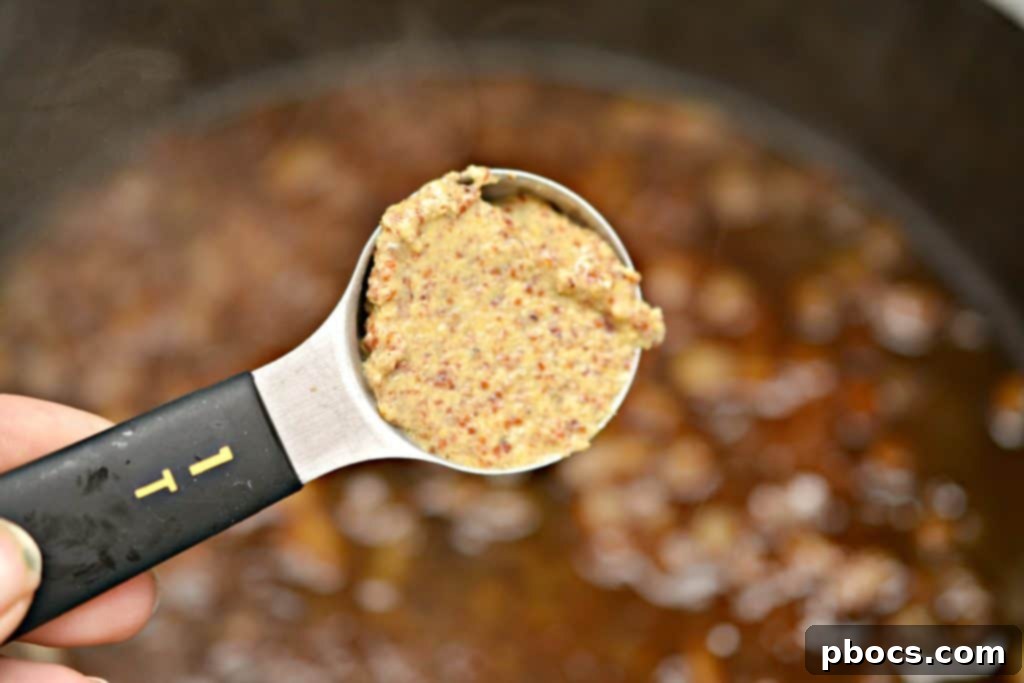 Adding Cream and Mustard to Skillet