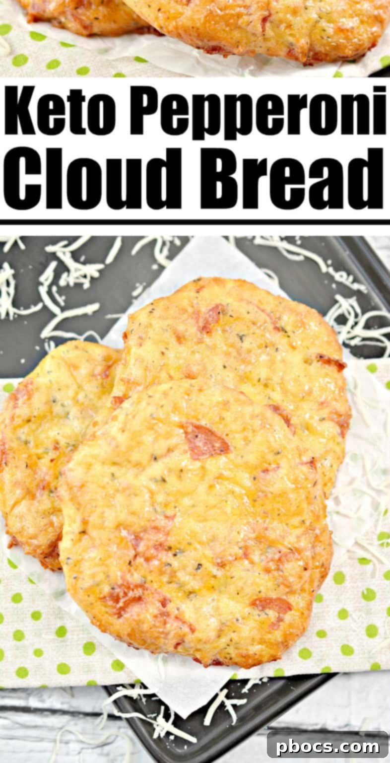 Pin for later: Keto Cloud Bread Recipe image with text overlay
