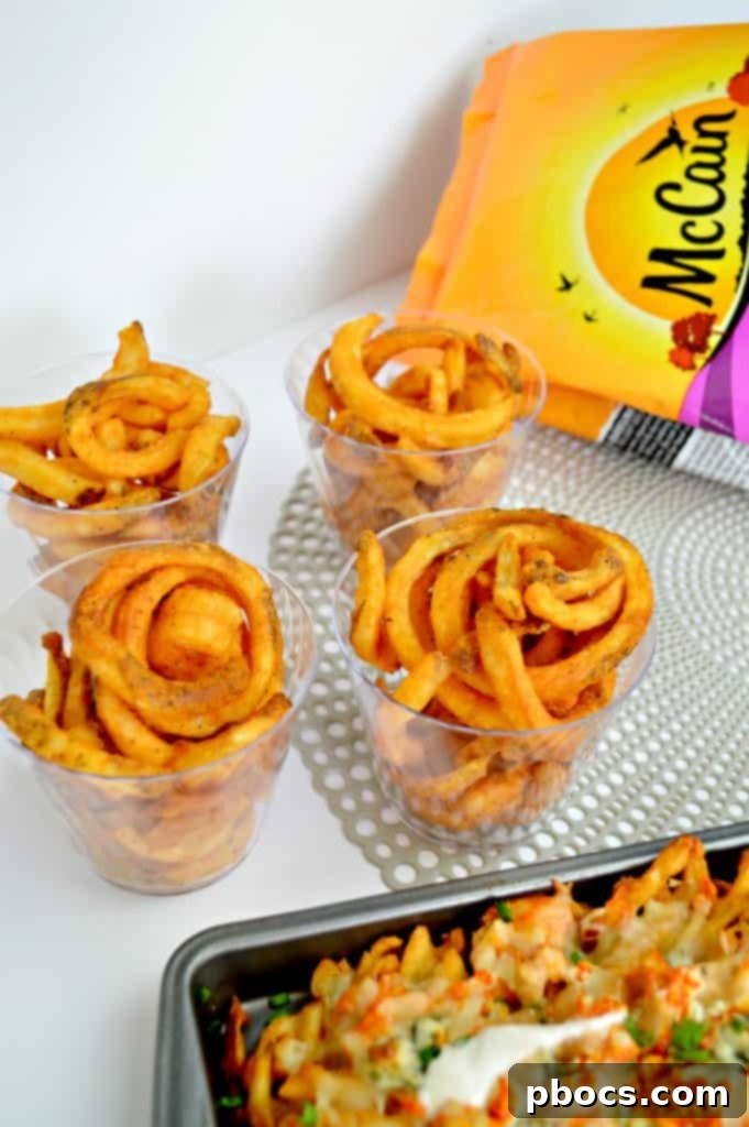 Spicy Buffalo Chicken Waffle Fries for Sports Fans