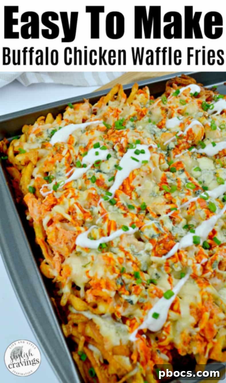 Buffalo Chicken Waffle Fries Recipe Pin