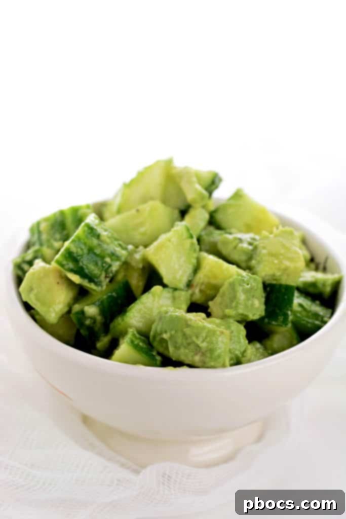 Fresh Low Carb Avocado Cucumber Salad with vibrant greens
