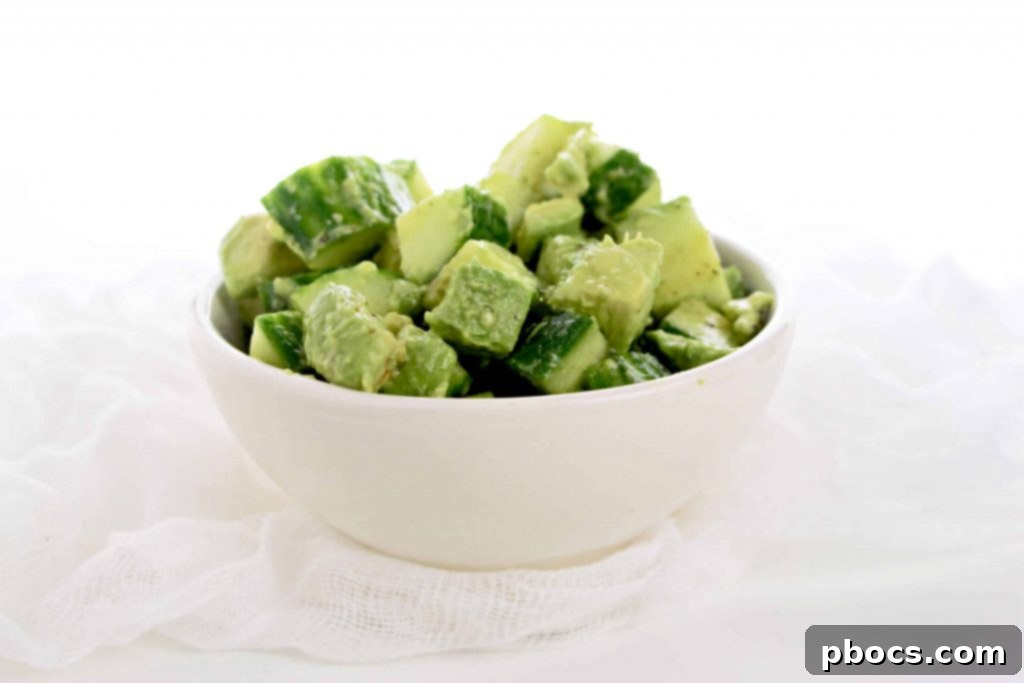 Low Carb Avocado Cucumber Salad in a meal prep container